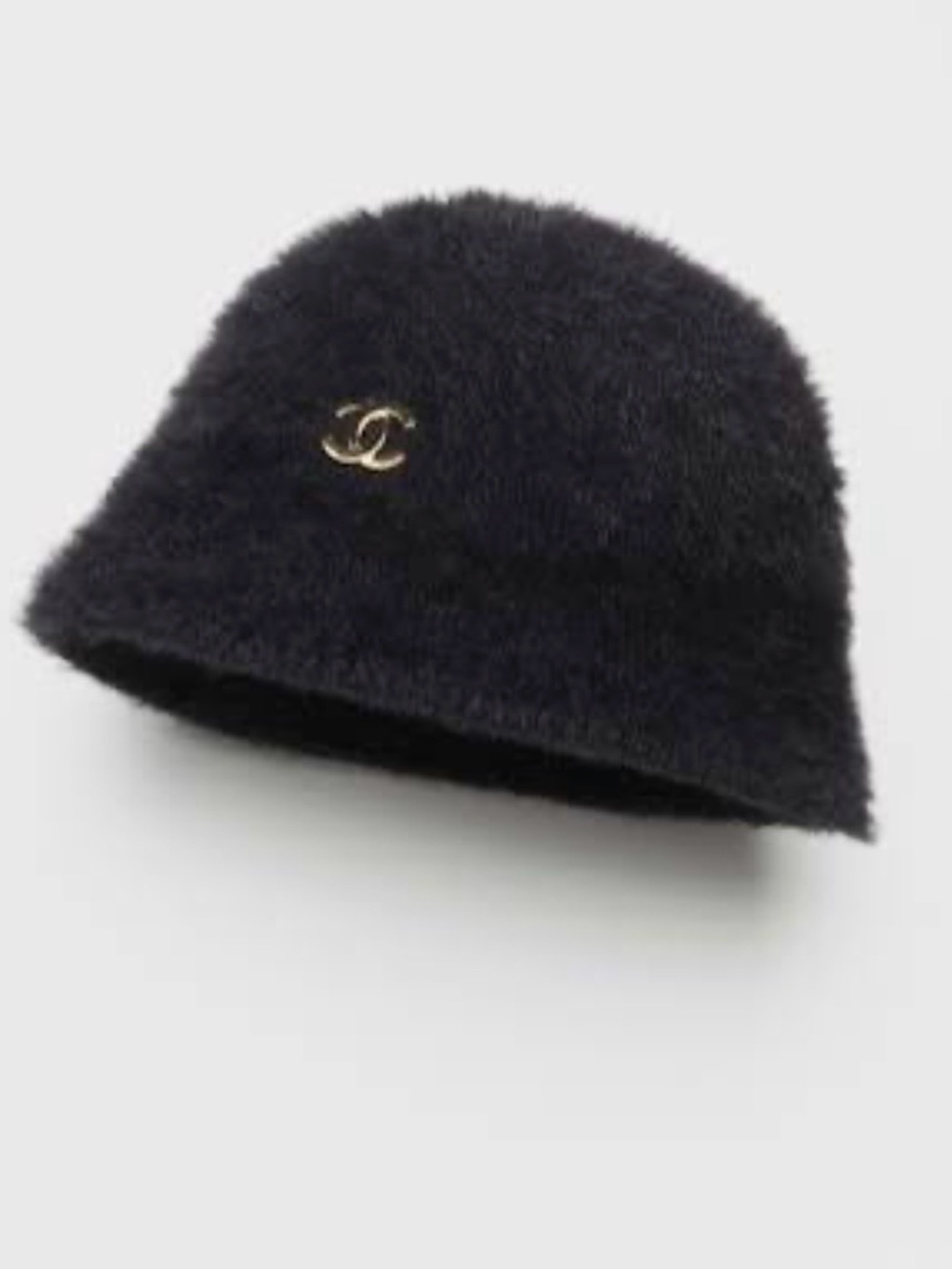 Fashion Cloche Hat Letter C 2026 Black with Gold Tone Metal Accent - Picture 2 of 5
